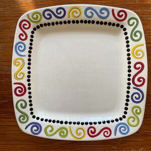 Mandy M Bagwell Pottery Happy Together Large Platter Swirls Dots All Occasion